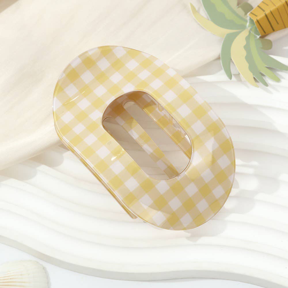 Gold Gingham Oval Claw Clip