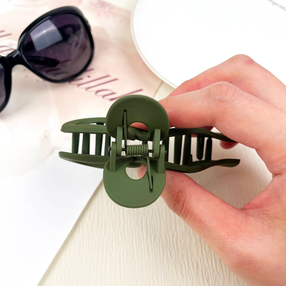Large Green Bow Claw Clip