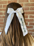 Long tail embroidered bow