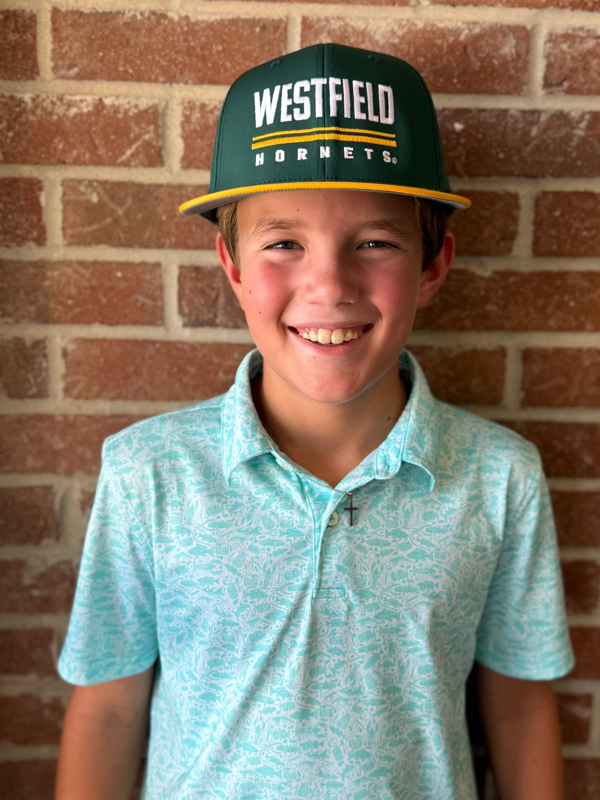 Green and Gold retro fitted hat