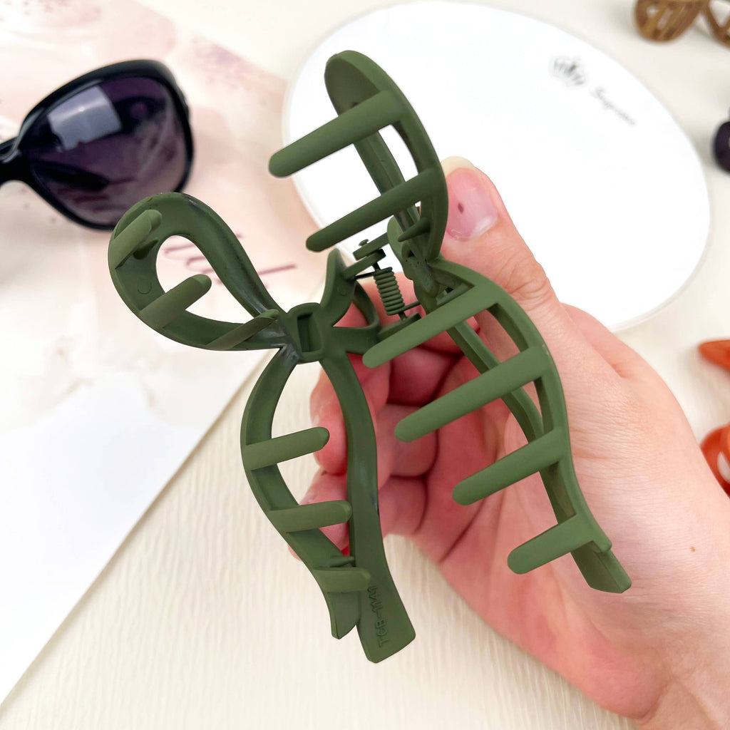 Large Green Bow Claw Clip